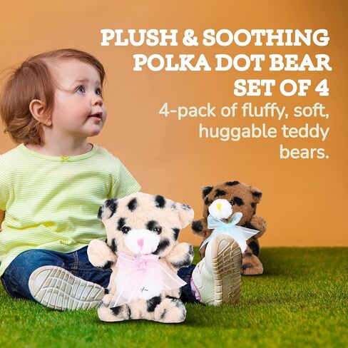 PixieCrush Teddy Bears Stuffed Animals Bundles - Big Teddy Bear for Baby Shower - Teddy Bear for Baby Soft and Durable - Handstitched Nose and Satin Bow Teddy Stuffed - Set of 4 - Polkadot in Saudi Arabia