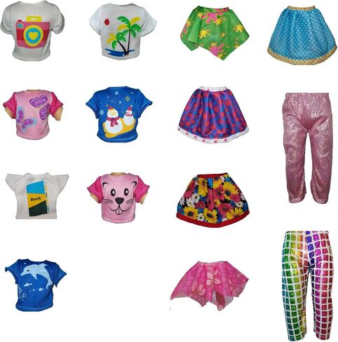 14Pcs Doll Clothes Accessories for 14.5 Inch Wellie American Dolls Girl Wishers,Clothing Outfits Skirt Leggings Tops for 14in Girl Dolls(Skirt) in Saudi Arabia