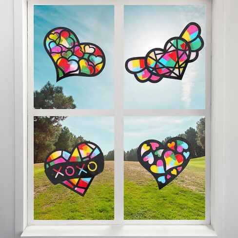 Yeaqee 24 Pack DIY Suncatcher Paper Crafts Stained Glass Effect Paper Suncatchers, 700 Tissue Papers, Window Art Arts and Crafts for Party Favors Toys(Butterfly) in Saudi Arabia