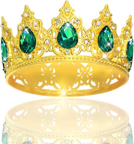 YARIEW Small Crystal Crown Flower Bouquets Accessories Rhinestones Wedding Cake Topper Birthday Crown Cake Decorations Bridal Costume Cosplay Hair Accessories Green in Saudi Arabia