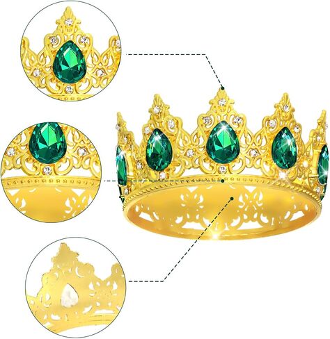 YARIEW Small Crystal Crown Flower Bouquets Accessories Rhinestones Wedding Cake Topper Birthday Crown Cake Decorations Bridal Costume Cosplay Hair Accessories Green in Saudi Arabia