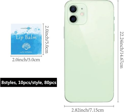 CRASPIRE 80pcs 8 أنماط ملصقات للبلسم الشفاه الورقية المغلفة العسل النحل أنابيب مربع الشفاه الملصقات ملصقات ملصقات طبيعية محلية الصنع ذاتية الشعار للحاويات. in Kuwait