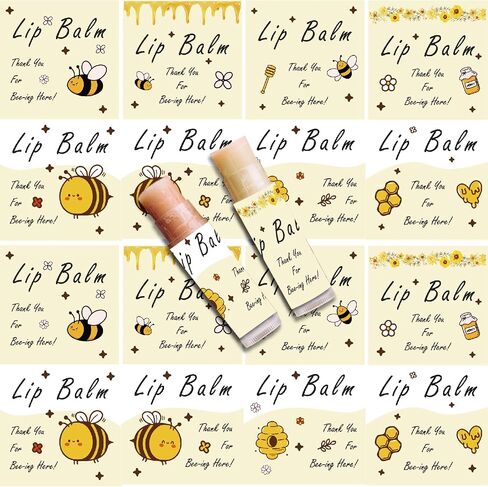 CRASPIRE 80pcs 8 أنماط ملصقات للبلسم الشفاه الورقية المغلفة العسل النحل أنابيب مربع الشفاه الملصقات ملصقات ملصقات طبيعية محلية الصنع ذاتية الشعار للحاويات. in Kuwait