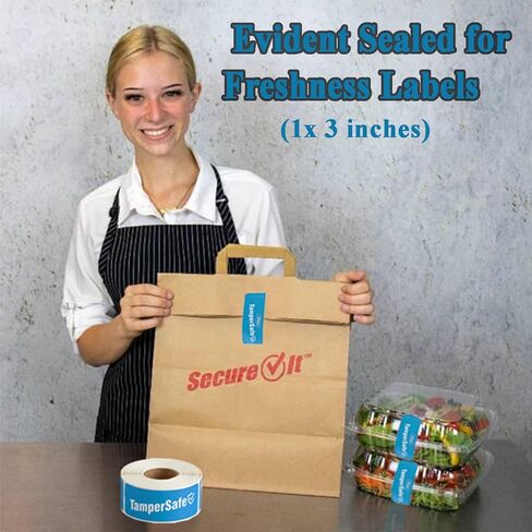 Angel’S Peel Lounge Green Tamper Proof Stickers 250 Counts in 1 Roll - 1x3 Inch Self Adhesive Tamper Evident Tape Seal Stickers for Food Delivery Labels of Bags, Cups, Bottles or Boxes in Kuwait