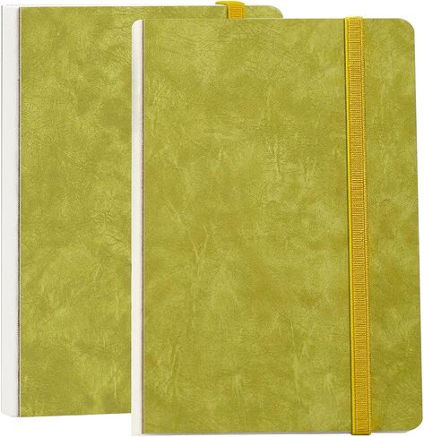 Funto Watercolor Journal 2-Pack, 3.9x3.9, 44 Pages Each,Cold-Pressed 100% Cotton, Pearlescent PU Leather Brown Hard Cover, Removable Elastic Band, Art Supplies for Watercolor & Mixed Media in Kuwait