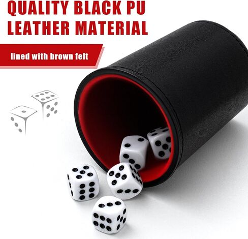 Liliful 2 Set Leather Dice Cups Include 10 Leather Dice Cups, 50 Dice and 2 Leather Storage Case with Magnetic Closure, Liars Dice Game Gift for Party, Craps, Backgammon (Red) in Kuwait