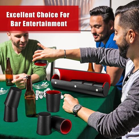 Liliful 2 Set Leather Dice Cups Include 10 Leather Dice Cups, 50 Dice and 2 Leather Storage Case with Magnetic Closure, Liars Dice Game Gift for Party, Craps, Backgammon (Red) in Kuwait