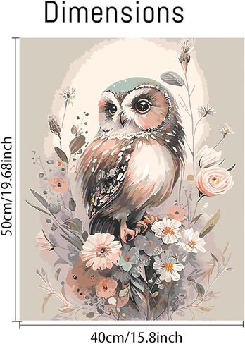 Mrnsiet Owl Paint by Number Kit for Adult, Easy Owl Acrylic Paint by Numbers Kits on Canvas, Owl and Flowers Oil Painting Kits Adults' Paint-by-Number Kits for Home Wall Decor 16x20inch in Kuwait