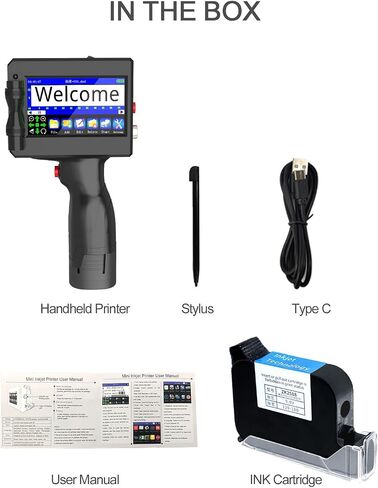 ترقية طابعة Inkjet محمولة ، طابعة حبر طائرة للنص QRCode باركود تاريخ الوقت رقم دفعة شعار طباعة على قطعة قماش خشبية معدنية من البلاستيك (طابعة الحبر المحمولة) in Kuwait