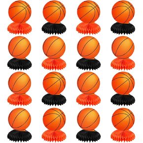 16pcs Basketball Party Decorations, Basketball Honeycomb Centerpieces Copper Paper Basketball Theme Party Decorations Basketball Centerpieces for Table Birthday Sports Boy Gifts Favors Supplies