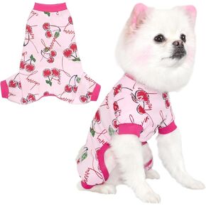 Tony Hoby Dog Pajamas ، 4 أرجل الكلب Pajamas قميص ، بذلة الكلب ملابس ناعمة خفيفة الوزن للكلاب الصغيرة المتوسطة (الآيس كريم ، S)