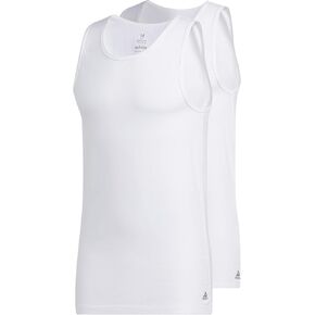 adidas Men's Stretch Cotton Tank Top Undershirts (2-Pack), Black/Black, Large