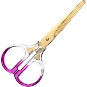 Heavy Duty Gold Scissors Clear Acrylic Scissors Craft Scissors Craft Office Professional Shears for Home School Office Paper Fabric (Pink Handle)