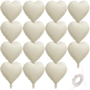 15 PCS Red Heart Balloons, 18 Inch Heart Shaped Balloons Foil with Ribbon, Heart Foil Balloon for Baby Shower, Birthday, Party, Valentines Day Decorations
