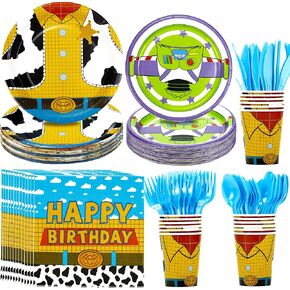 Cartoon Toy Birthday Plates And Napkins Party Supplies - Cartoon Toy Party Decorations Tableware, Paper Plate, Napkin, Cup, Cutlery, Inspired Toy Party Supplies Dinnerware | For 24 Guest