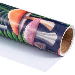 RUSPEPA Mushroom Wrapping Paper Roll for Men Women Kids, Mini Roll, Mushroom Forest Pattern Embossed Gift Wrap Paper Great for Birthday, Holiday and Party, 17 Inches X 32.8 Feet