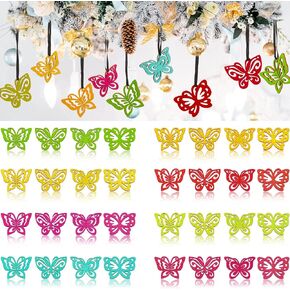 Jetec 32 Pieces Wood Hanging Ornaments for Tree Colorful Summer Wood Tree Ornaments Spring Easter Christmas Tree Decor for Party Decoration DIY Craft Making Supplies(Butterfly)