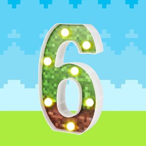Decorative Led Glowing Numbers, Pixel Game Party Light up Led Pixel Pattern Glowing Numbers Miner Party Table Centerpieces Decorations Supplies for Mosaic Video Games (Number 7)