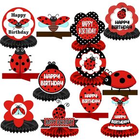 Ladybug Happy Birthday Honeycomb Centerpieces Black Red Ladybug Themed Decorations for LadyBug Birthday Party Supplies Bug Bday Party Gift Lady Bug Birthday Party Decor Favors