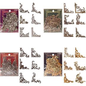 96 PCS عتيقة الزاوية ملصقات جمالية - ملصقات زخرفة زخرفية للاصطدامات ، الحرف اليدوية ، المجلات الرصاصة ، المخططين ، فن الجدار ، إطارات الصور وديكور الغرفة الجمالية