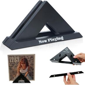 Now Playing Vinyl Record Stand Wall Mount or Tabletop | Black Wooden Vinyl Record Holder | Display Stand to Showcase your Current Playing CD or DVD | Multi-Use | Simple and Elegant Design | Ideal Gift
