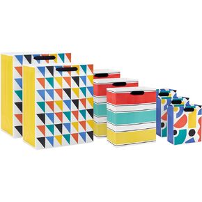 Hallmark Assorted All Occasion Gift Bags (8 Bags: 4 Medium 9", 4 Large 13") Flowers, Butterfly, Stripes, Solids for Easter, Birthdays, Bridal Showers, Mother's Day