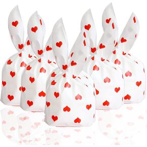 Valentine's Day Heart Organza Bags with Drawstring, 50 PCS Valentine Treat Candy Bag Gift Jewelry Pouches with 50 PCS Heart Tags for Valentine's Day Wedding Festival Party Supply,(4 x 6 Inch)