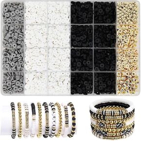 Green Clay Beads Bracelet Making kit, St. Patrick's Day Theme Colors,3600PcsFlat Clay Beads and Gold Spacer Beads for Bracelet Making, Flat Round Disc Clay Beads for Jewelry Making