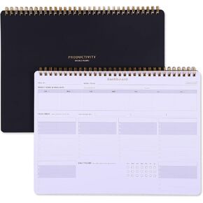 Weekly Desk Planner Monday Start - Dashboard Desk Pad Ideal for Project Manager, Business Owner, Freelancer, and Multitaskers to Achieve Goals - Spiral Productivity Journal