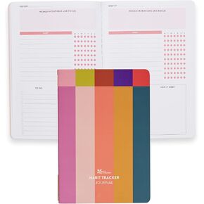 Erin Condren Habit Tracker Petite Planner, Planner for Tracking and Building Healthy Habits, Color Block Stripes Design, Slim and Portable Habit-Tracking Planner Journal