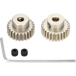 2Pcs 48P Pinion Gear Set 24T 25T for 3.175 mm Shaft Aluminium Alloy Pinion Gear with Screws and Hexagonal Wrench for RC Motor