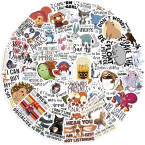 50pcs Sarcastic Stickers for Adults,Funny Snarky Stickers for Adults Teens, Humorous Quotes Sticker for Water Bottle Laptop Scrapbook Journal Guitar Hard Hat Party Favors(Sarcastic)