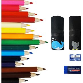 أووكو chunky Kids Pencils Pencils 15 PC - Mini Erasers & Jumbo Cling Art Color Pencils for Child