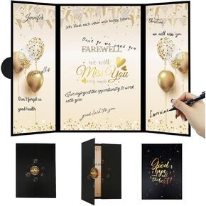 Farewell Guest Book Alternative Black Gold 18 x 12 inch Farewell Party Decorations Supplies We Will Miss You Signature Board Happy Retirement Going Away Gifts Farewell Card for Coworkers