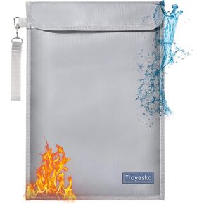 Fireproof Document Bag Waterproof and Fireproof Money Bag 2012℉ 15.7"x11.2" Waterproof Document Holder Organizer Fire Proof Bag for Valuables Money Jewelry A4 Legal Documents File Tablet (Black)