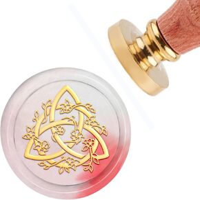 CRASPIRE Wax Seal Stamp Celtic Knot Vintage Sealing Wax Stamps Knot 30mm 1.18inch Removable Brass Head Sealing Stamp with Wooden Handle for Wedding Invitations Valentine's Day Christmas Thanksgiving