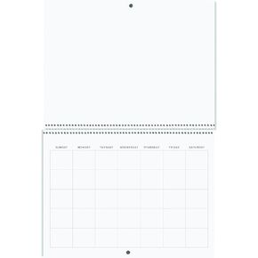 Blank Scrapbook Wall Calendar - 2-Pack - 80lb Cardstock - Undated, 12" x 9" Closed, 18" Open Size, Large Bookstore-Quality, Spiral-Bound Hanging Monthly Calendar for Kitchen & Office - Premium