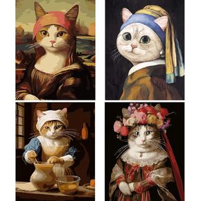 CTEOUNPT 5D Cats Diamond Color Paint by Numbers Art Supplies Kit for Adults, DIY Mosaic Canvas Crafts Accessories Painting Kit for Adults and Beginners, Office & Home Wall Decor(4pcs, 12 * 16in)