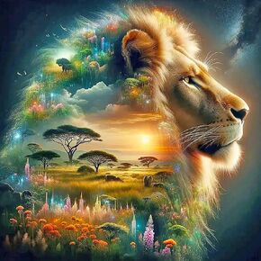 Anuver Lion Diamond Painting Kits for Adults, 5D DIY Diamond Art Kits for Beginners, Full Drill Diamond Painting Kits for Home Wall Decor, 12x12 Inch