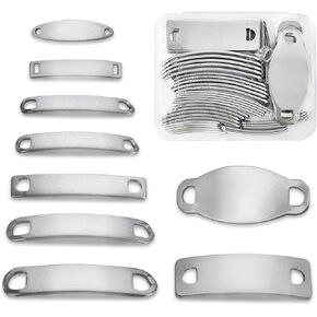 45PCS Stainless Steel Laser Engraving Blanks Metal Bracelet Stamping Blanks Blank Tag Link Connectors for Jewelry Making