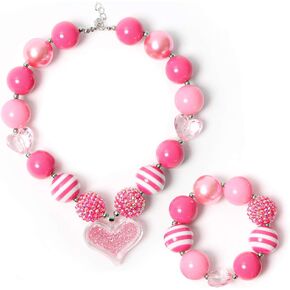 3 otters Little Girls Necklace Bracelet Set, Bead Jewelry for Toddler, Easter Basket Stuffers/Fillers, Party Favor, Classroom Prize Supplies