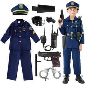 Police Cosutme for Kids, Police Officer Costume Uniform Set with Accessories for Kids