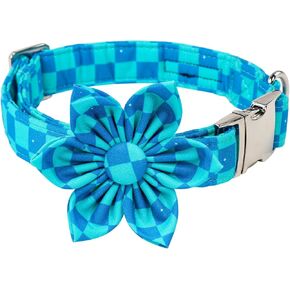 MACA Bates Checkered Blue Dog Grid Bandana Triangle Plaid Scarf Handkerchief Soft Cotton Cute Adjustable Puppy Bandanas Gift for Small Medium Large XL Pets