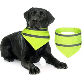 Encell Set of 2 Dog Bandana Reflective Scarf Safety Pet Hunting Bandana,Green,L