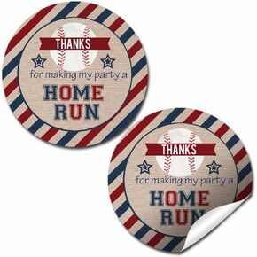 Rookie of The Year Birthday Thank You Sticker Labels for Kids, 40 2" Party Circle Stickers by AmandaCreation, Great for Party Favors, Envelope Seals & Goodie Bags