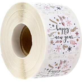 Floral Happy New Year Stickers / 500 New Year's Eve Labels / 1.5" 2023 Holiday Card Envelope Seals/Made in The USA