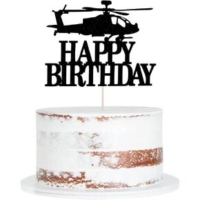 Airplane Happy Birthday Cake Topper，First birthday Cake Decoration,Happy Birthday Cake Toppers for Boys ，Travel themed Party decorations, Black