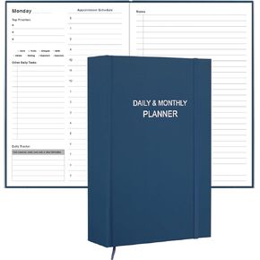 Daily & Monthly Planner for 2025 or Anytime - ADHD Planner Two Pages Per Day, Daily Planner Undated to Increase Focus, Eliminate Overwhelm, Achieve Your Biggest Goals, 5.8'' × 8.3'', Black