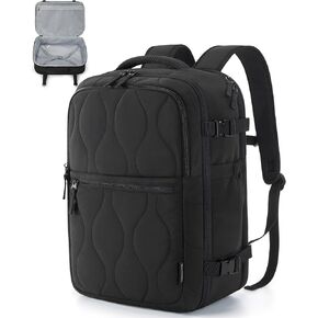 BAGSMART Travel Backpack Carry-On Flight Approved for Men and Women, Large Personal Travel Bag Fits 17 Inch Laptop, 30L Water-Resistant Stylish Backpack, Black