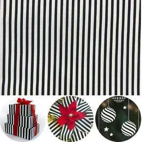 Printed Black White Striped Fabric Cotton 2 Yard Width 59 for Sewing DIY Christmas Craft and Shirt Dress